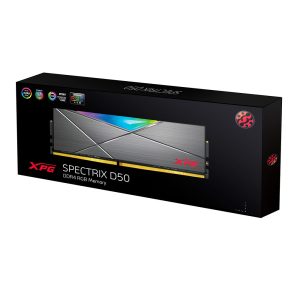 Memoria RAM ADATA SPECTRIX D50, 8 GB, DDR4, 3200 MHz, UDIMM, con Iluminación RGB. Disipador Tungsten Grey