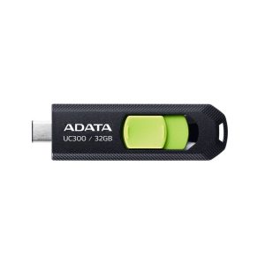 Memoria USB 3.2 Gen 1 Tipo C 32GB UC300, Conector deslizable sin tapa. Plastico, color NEGRO-VERDE ACHO-UC300-32G-RBK/GN
