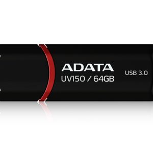 Memoria USB ADATA UV150, Negro, 64 GB, USB 3.2 (retrocompatible con 3.0 y 2.0), 100 MB/s
