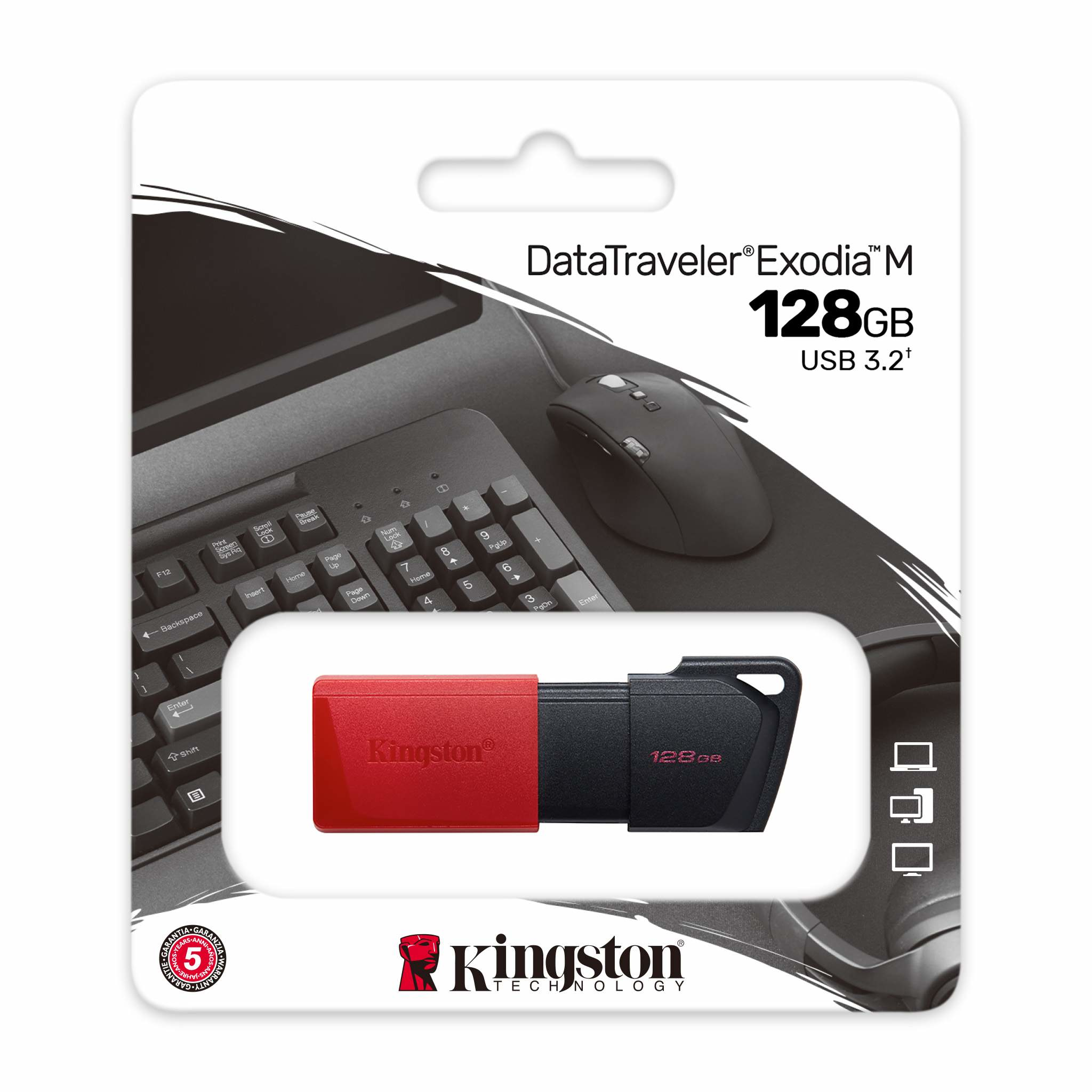 Memoria USB Kingston Technology DTXM/128GB, Negro / Rojo, 128 GB, USB