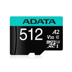 Micro Secure Digital A2 (V30) ADATA Premier Pro, 512 GB, 100 MB/s, 85 MB/s, Negro/Verde, Clase 10