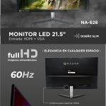 Monitor Naceb Technology NA-628, 21.5 pulgadas, 1920 x 1080 Pixeles, Negro 1 Año de Garantía con CT