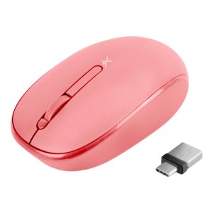 Mouse Inalámbrico rosa silencioso con receptor doble USB C+USB A PC-045182