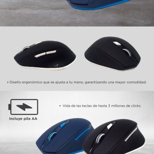 Mouse Naceb Technology NA-0119A, Azul, 6 botones, Inalámbrico, 1200 - 2400 DPI