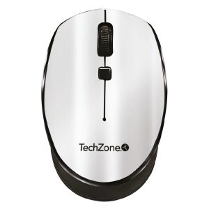 Mouse inalámbrico Start Silver TechZone, hasta 1600 DPIs, 3 botones, textura en rubber, 1 año de garantía.