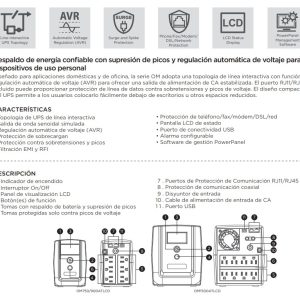 No-Break CyberPower OM750ATLCD, 750 VA, 375 W, 8 h, Negro