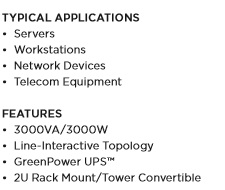 No break CyberPower PR3000RT2U, 3000 VA, 3000W, Negro