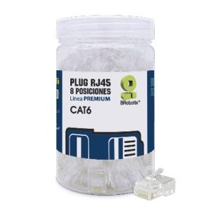 Plugs RJ45, CAT6, Multifilar, Modular, UTP sólido, Bote c/100 Pzs, Contactos c/Chapa de oro a 30 micras, Transparente, 263861 BROBOTIX