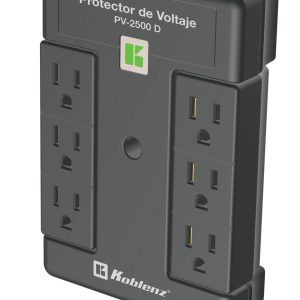 Protector de voltaje, 2500 VA /2000 W, 6 cont KOBLENZ PV-2500 D, Negro, 2500 VA, 2000 W