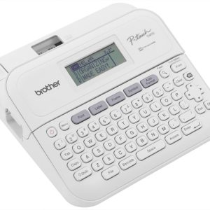 Rotulador Brother P-touch PTD410, transferencia térmica, USB, teclado qwerty, adaptador AC, imprime etiquetas laminadas de hasta 18 mm de ancho