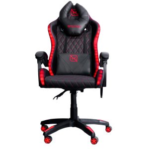SILLA GAMER RGB INCLINACION RESPALDO 145 CLASE 4 140-150KG NSG-RGB1 FOAM 350MM 63CM*64CM*121-131CM COJIN LUMBAR Y CABEZA NEGRO/ROJO