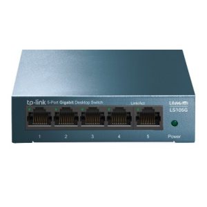 SWITCH DE 5 PUERTOS GIGABIT TP-LINK LS105G PARA ESCRITORIO PLUG AND PLAY CON CARCASA DE ACERO