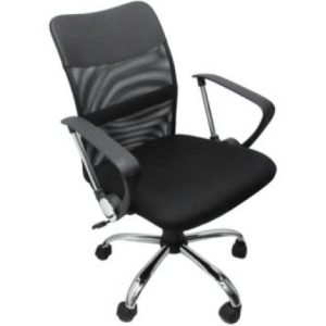Silla Ejecutiva NEXTEP NE-650E Altura Ajustable y Reclinable Giratoria y Cromada, Color Negro.