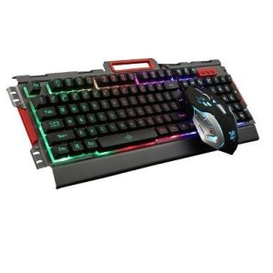 Teclado BROBOTIX 188533-2, USB, Juego, Alámbrico, Negro/Plata/Humo