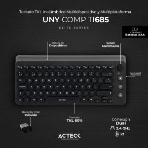 Teclado Inalámbrico Conexión Dual 2.4hz/Bluetooth Uny Comp TI685 Elite Series