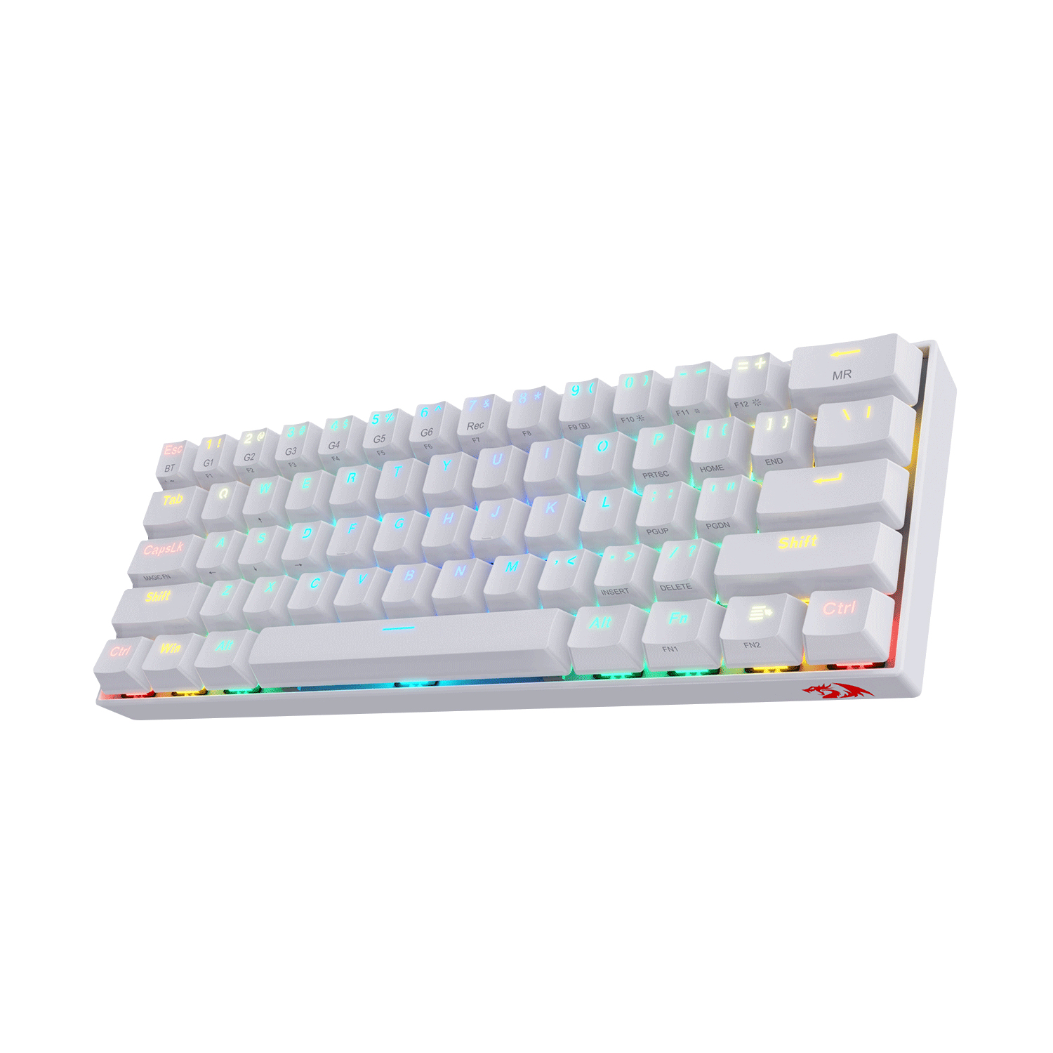 Teclado Mecánico Redragon Draconic White , Inglés, Blanco, RGB