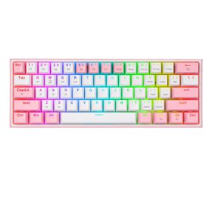 Teclado Mecánico Redragon Fizz Pro White/Pink, Blanco y Rosa
