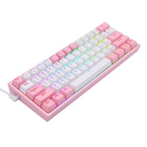Teclado Mecánico Redragon Fizz Pro White/Pink, Blanco y Rosa