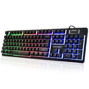 Teclado y Mouse USB RGB Negro BROBOTIX 458977 , Negro, DPI ajustables: 800 / 1600 / 2000 / 2400