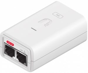 Ubiquiti adaptador PoE, POE-24-7W-G-WH, 1 Puerto LAN, Botón de Reset, voltaje de salida 24VDC @0.3A. Voltaje de entrada: 100-240AC @ 50/60Hz