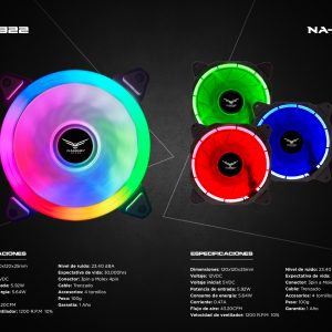 Ventilador Naceb Technology NA-0922, Multicolor, 100 g, Ventilador, 1200 RPM