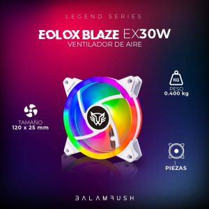 Ventilador de 120mm Balam Rush Eolox Blaze EX30W: Velocidad: 1200 Rpm Flujo de aire: 31.3 CFM