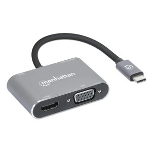 130691 Docking Station de USB-C a HDMI y VGA, 4 en 1, con suministro de energía, Crea una configuración de doble pantalla.