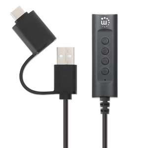 153560 Convertidor USB 2.0 / USB-C a Tarjeta Sonido 3.5 mm, cable con controles