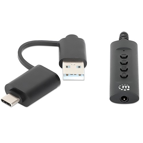 153560 Convertidor USB 2.0 / USB-C a Tarjeta Sonido 3.5 mm, cable con controles