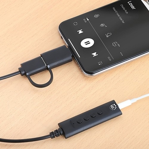 153560 Convertidor USB 2.0 / USB-C a Tarjeta Sonido 3.5 mm, cable con controles