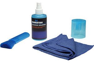 421027 Equipo para Limpieza de Pantallas LCD, incluye solución de limpieza, brocha y paño de microfibra.