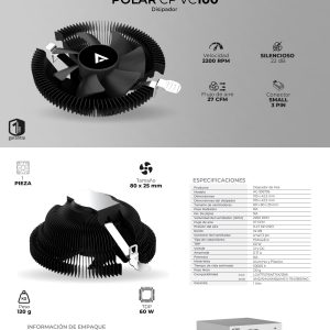 Disipador POLAR CP VC100 ACTECK Advanced Series Velocidad: 2200 Rpm