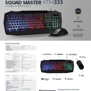 Kit Teclado y Mouse USB SQUAD MASTER KTM333 Balam Rush NOVA SERIES