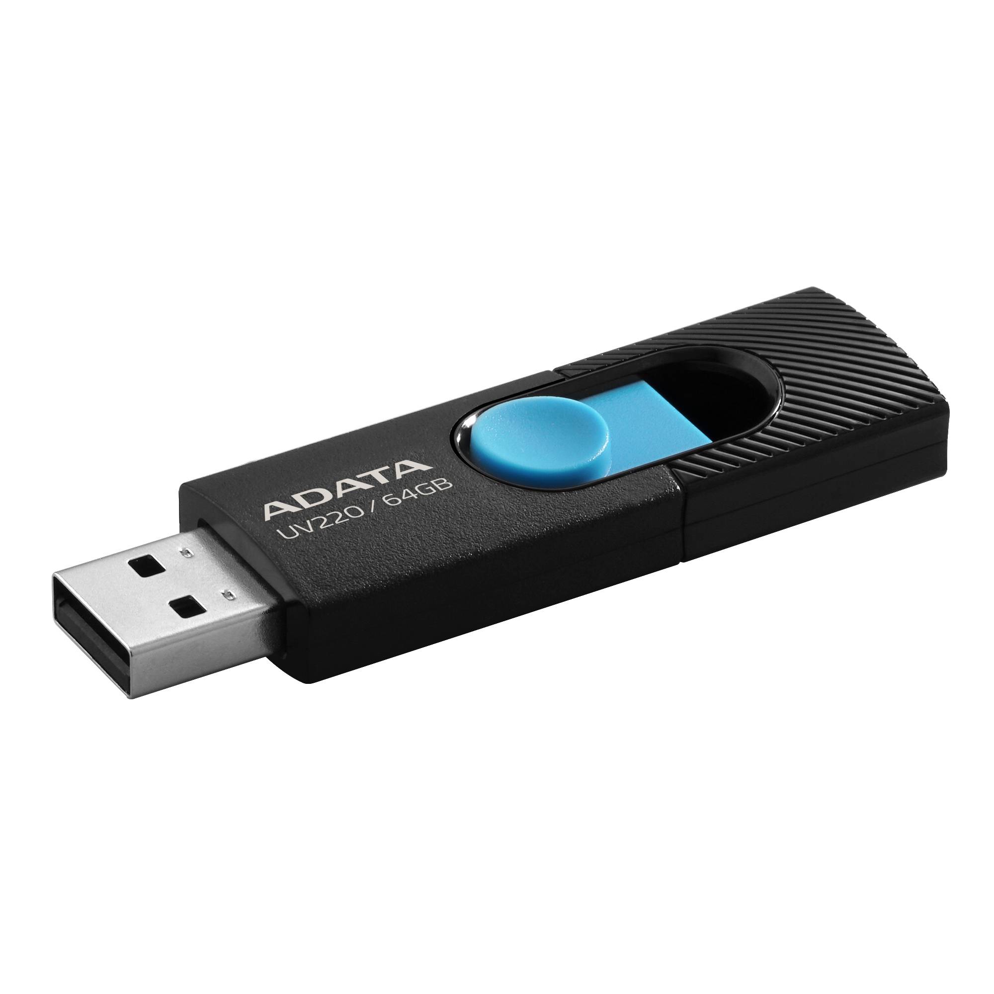 Memoria USB ADATA AUV220-64G-RBKBL, Azul / Negro, 64 GB, USB 2.0
