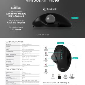 Mouse Trackball Ergonómico VIRTUOS ART MI790 Acteck