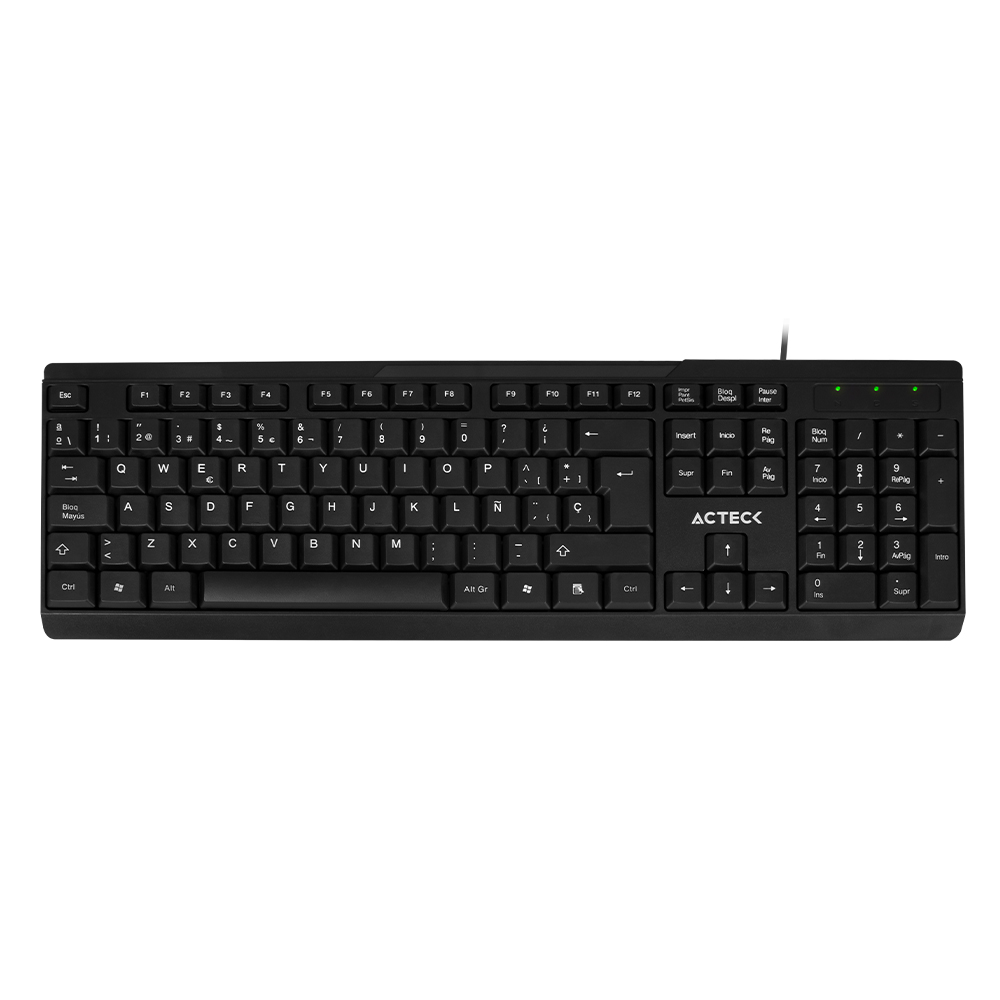 Teclado Estándar ACTECK Alámbrico USB WINDOWS-LINUX Diseño Clásico Negro INSPIRE TA210