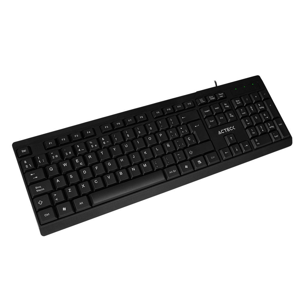 Teclado Estándar ACTECK Alámbrico USB WINDOWS-LINUX Diseño Clásico Negro INSPIRE TA210