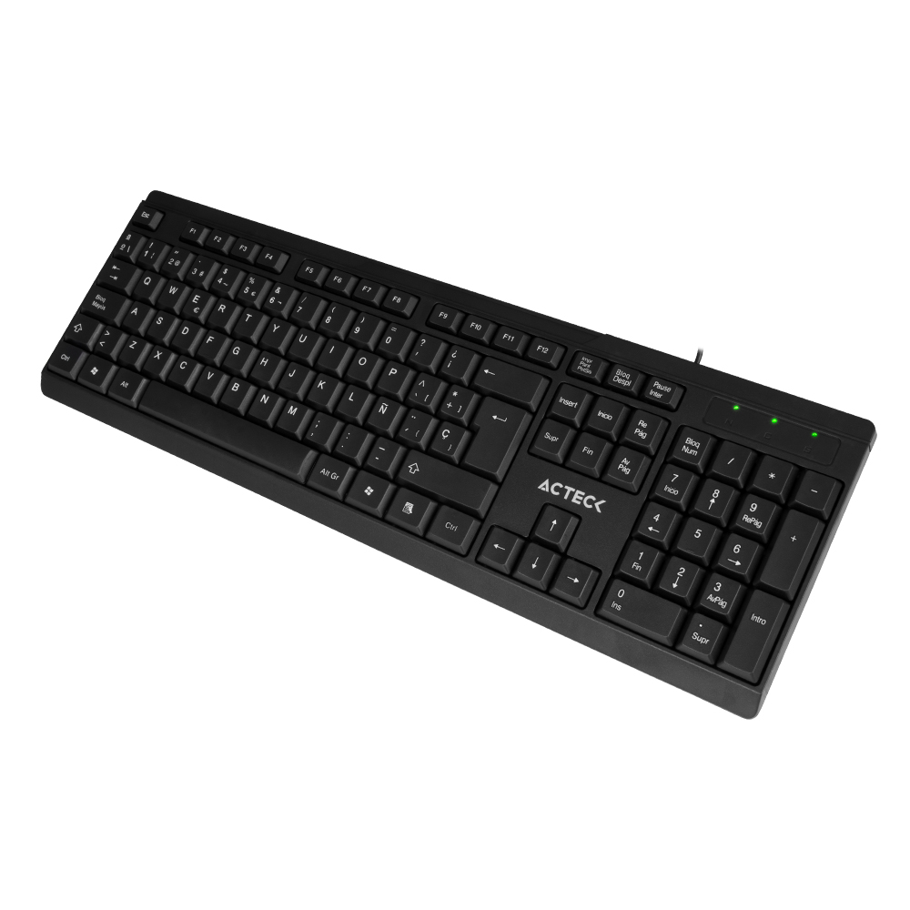Teclado Estándar ACTECK Alámbrico USB WINDOWS-LINUX Diseño Clásico Negro INSPIRE TA210