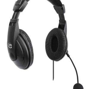 179843 Audífonos estéreo USB, Diseño liviano de audífonos, cable con conexión USB-A, controles integrados, micrófono ajustable