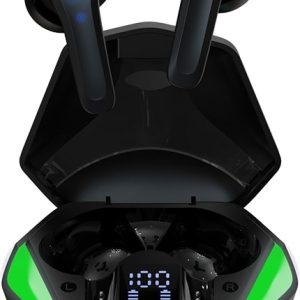 AUDIFONOS IN-EAR BLUETOOTH 5.1 TRUE WIRELESS GAMING SUPERBASS LUZ RGB 30MAH CAJA DE CARGA 200MAH MINIMA LATENCIA DISPLAY INFORMATIVO NEGRO