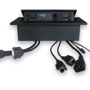 Caja de mesa, RJ45 Cat 5e, HDMI, SVGA, USB V2.0, 3.5 mm, Nema 5-15R, Negro, BROBOTIX 005514N