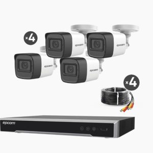 Kit TURBOHD 5 Megapixel / DVR 4 Canales / 4 Cámaras de 5 Megapixel con Micrófono Integrado / 4 Cables 18 Metros / Fuente de Poder Profesional