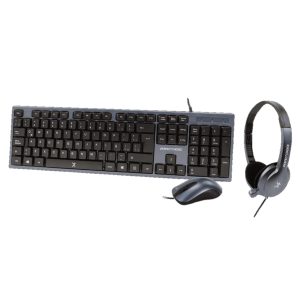 Kit Teclado+Mouse+Diadema para Oficina PERFECT CHOICE PC-201700, Negro, 1000 DPI
