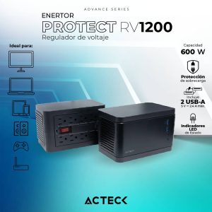 Regulador de Voltaje ENERTON PROTECT RV1200 ACTECK Advance Series