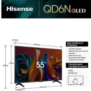 Televisor Hisense 55QD6N, 55 pulgadas, LED 4K UHD, 3840 x 2160 Pixeles, QLED GOOGLE SMART TV