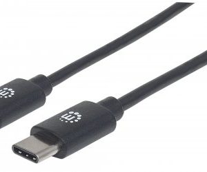 Cable USB C MANHATTAN 354868, USB C, USB C, 0,5 m, Negro