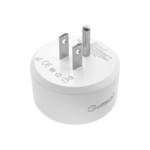 Enchufe Inteligente GETTTECH GSW-71002, Inalámbrico, Wi-Fi, Blanco, 110V-125V