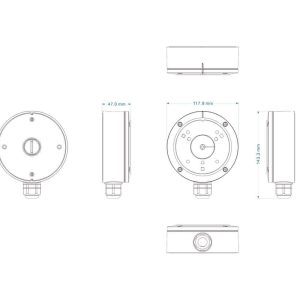 Caja de Conexiones para exterior, compatible con camaras AHD e IP, Aprueba de Agua IP66, Color Negro.