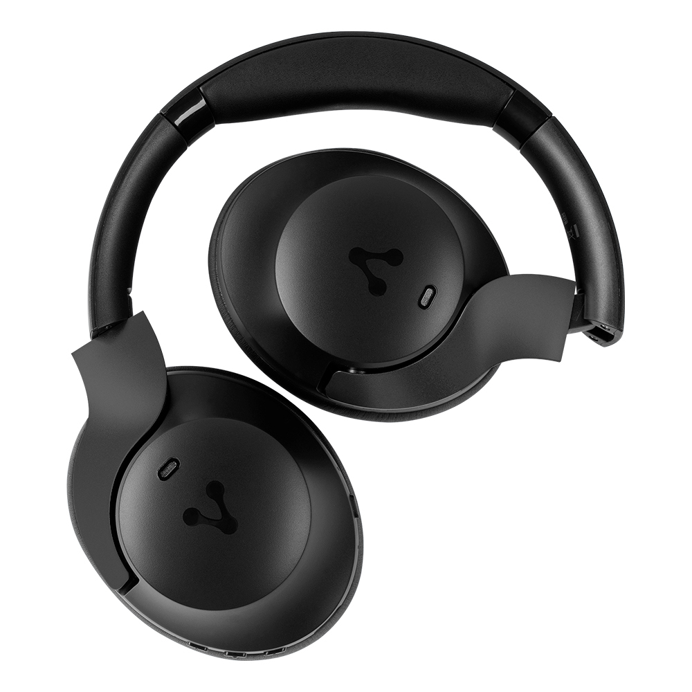 DIADEMA VORAGO HPB-505 BLUETOOTH 5.0 CON ANC, 60 HRS DE AUTONOMÍA CON SONIDO PREMIUM, SUPER BASS Y BAJA LATENCIA COLOR NEGRO