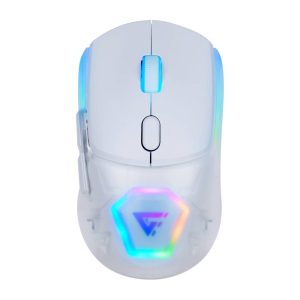 MOUSE GAME FACTOR MOW700-WH, CARCASAS INTERCAMBIABLES, 2.4G+BT, PIXART 3395, 26,000 DPI, RGB, BLANCO